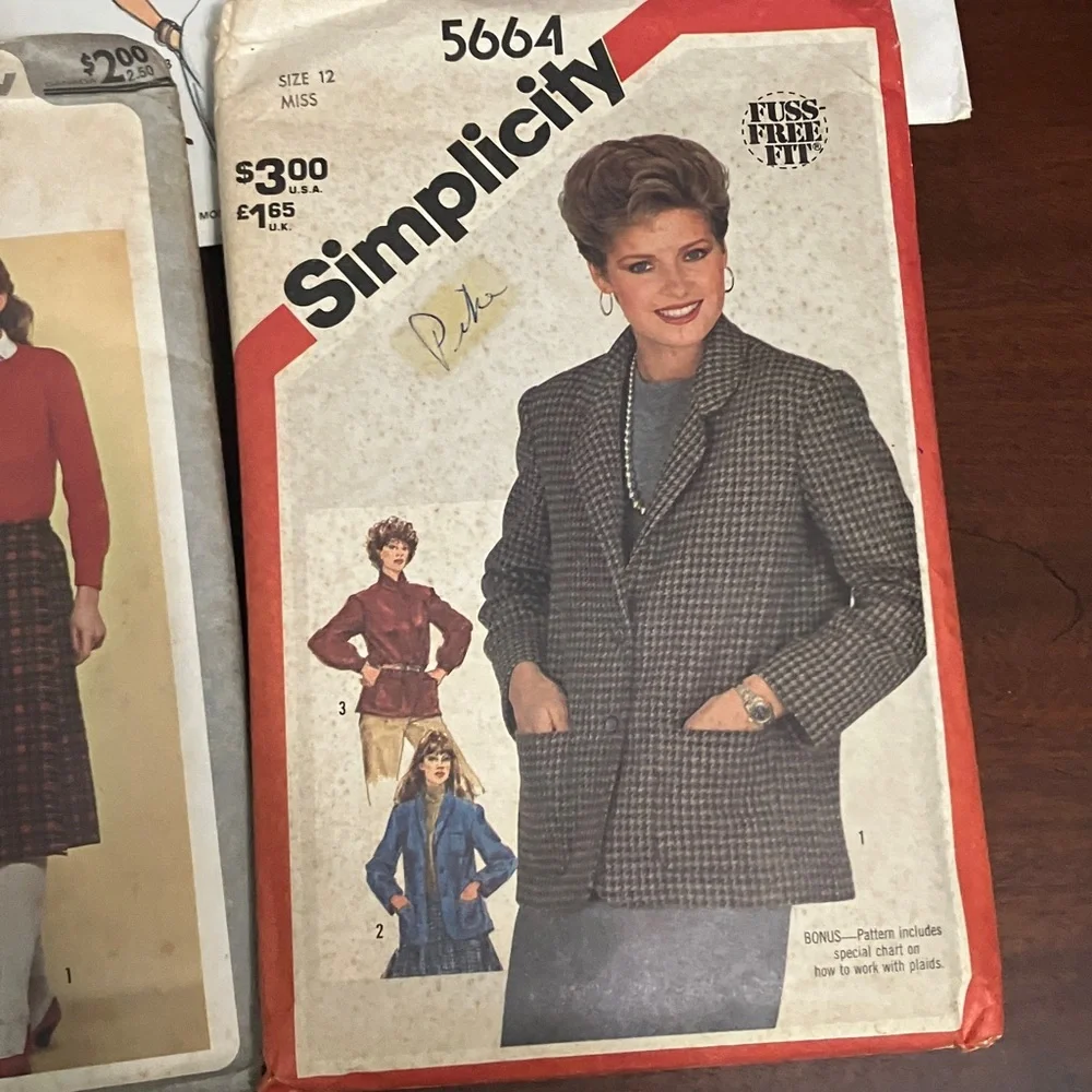 Lot of 5 Vintage 1980s Butterick & Simplicity Sewing Patterns Size Medium,14 &12
